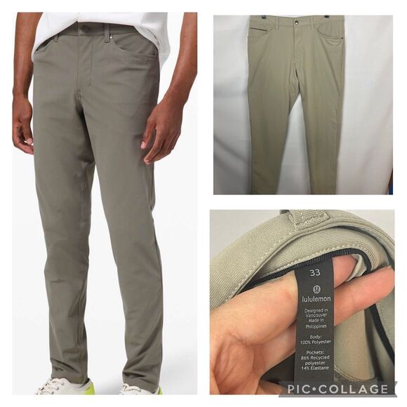 Lululemon Other - Lululemon Men's ABC Pants Size 33 Beige/Tan Warpstreme Stretch M5426SA
